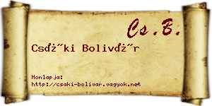 Csáki Bolivár névjegykártya